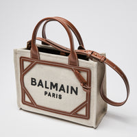 Loewe Beige Canvas & Brown Leather Small B-Army Tote Bag