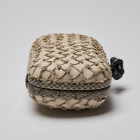 Bottega Veneta Ivory Snakeskin and Intrecciato Leather Knot Clutch