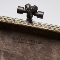 Bottega Veneta Ivory Snakeskin and Intrecciato Leather Knot Clutch