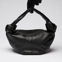Bottega Veneta Smooth Black Leather Mini Knot Handbag