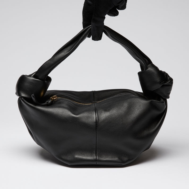 Bottega Veneta Smooth Black Leather Mini Knot Handbag