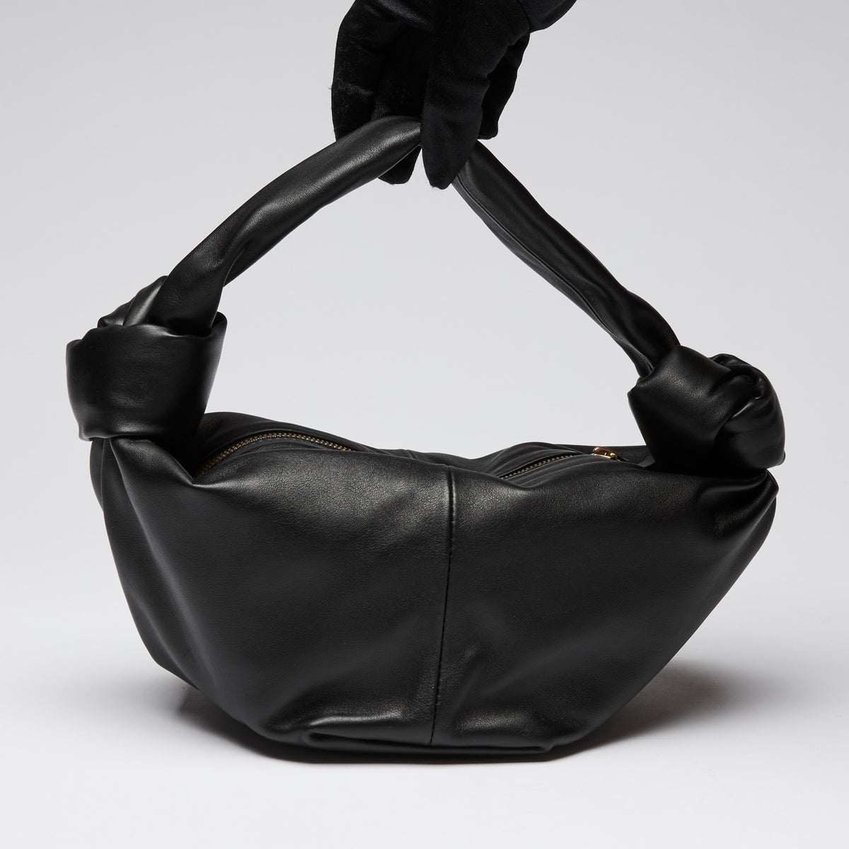 Bottega Veneta Smooth Black Leather Mini Knot Handbag