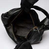 Bottega Veneta Smooth Black Leather Mini Knot Handbag