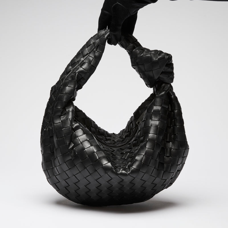 Bottega Veneta Black Woven Teen Leather Jodie Bag