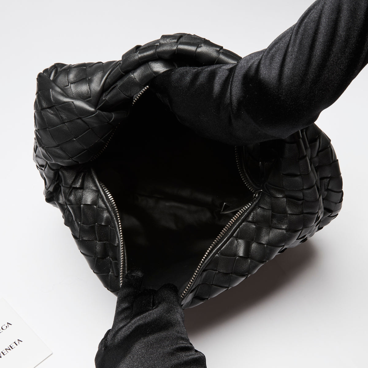 Bottega Veneta Black Woven Teen Leather Jodie Bag