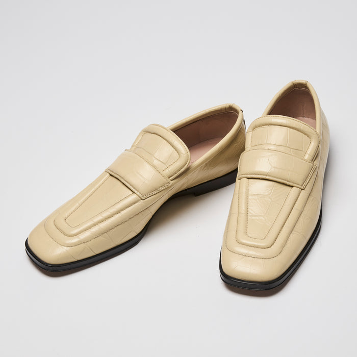 Bottega Veneta Butter Yellow Croc Embossed Leather Loafers Size 39