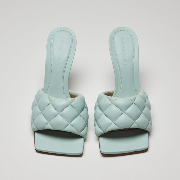 Bottega Veneta Light Blue Quilted Calfskin Leather Lido Sandals Size 38