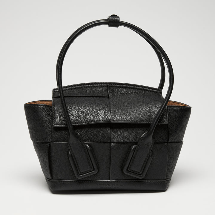 Bottega Veneta Black Intrecciato Grainy Calf Leather Mini Arco 29 Tote Bag