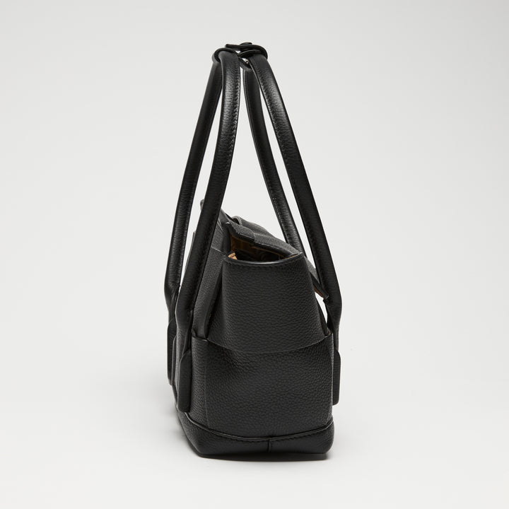 Bottega Veneta Black Intrecciato Grainy Calf Leather Mini Arco 29 Tote Bag
