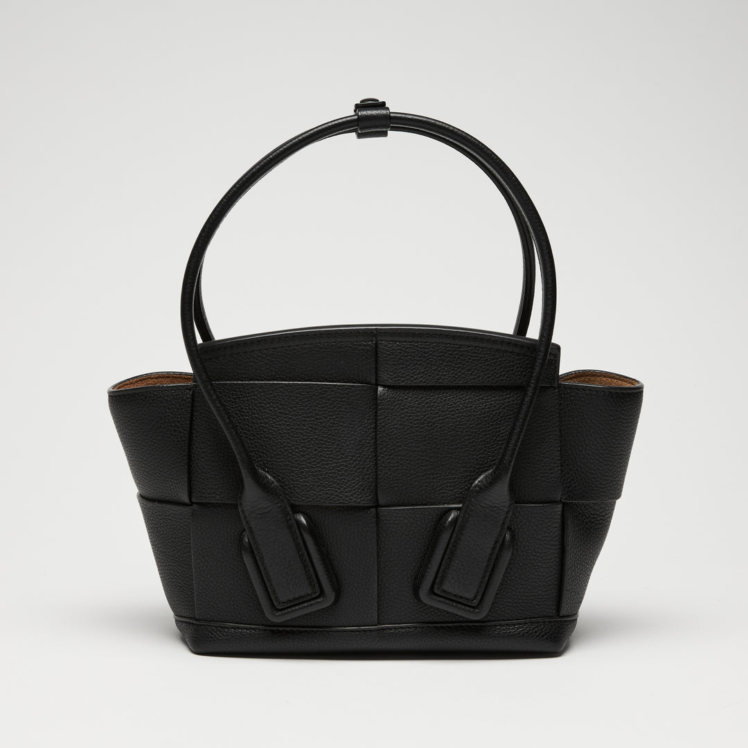 Bottega Veneta Black Intrecciato Grainy Calf Leather Mini Arco 29 Tote Bag