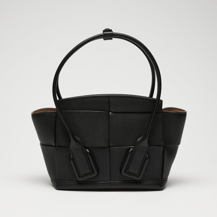 Bottega Veneta Black Intrecciato Grainy Calf Leather Mini Arco 29 Tote Bag