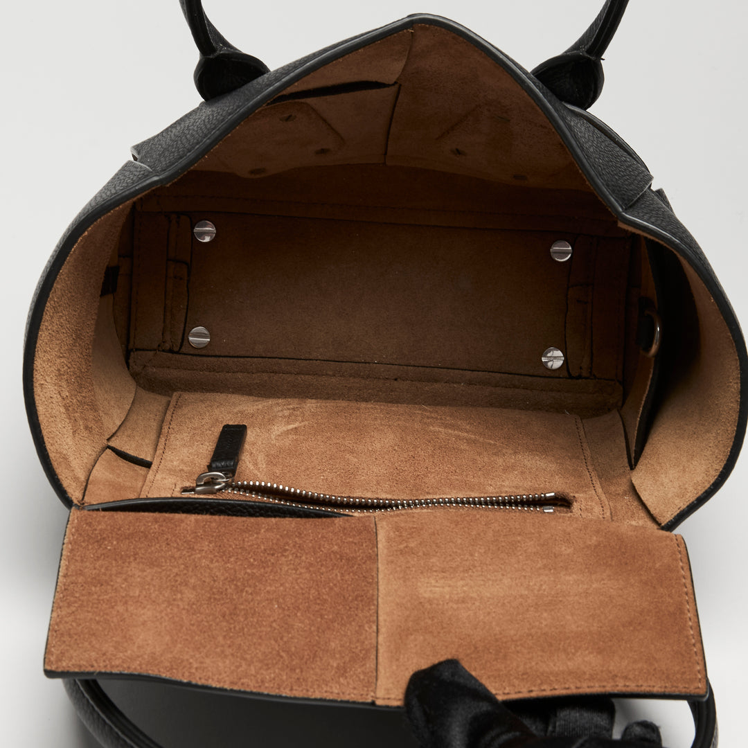 Bottega Veneta Black Intrecciato Grainy Calf Leather Mini Arco 29 Tote Bag