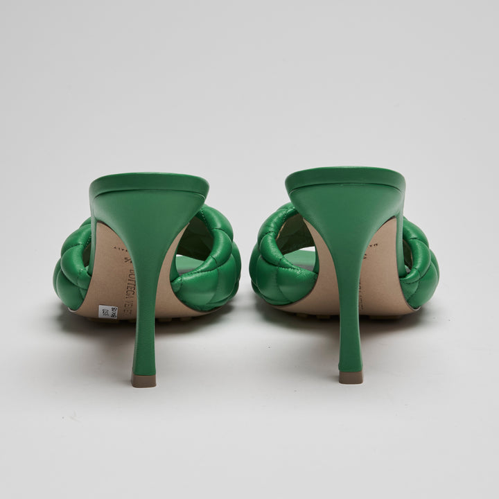 Bottega Veneta Green Quilted Calfskin Leather Lido Sandals Size 39.5