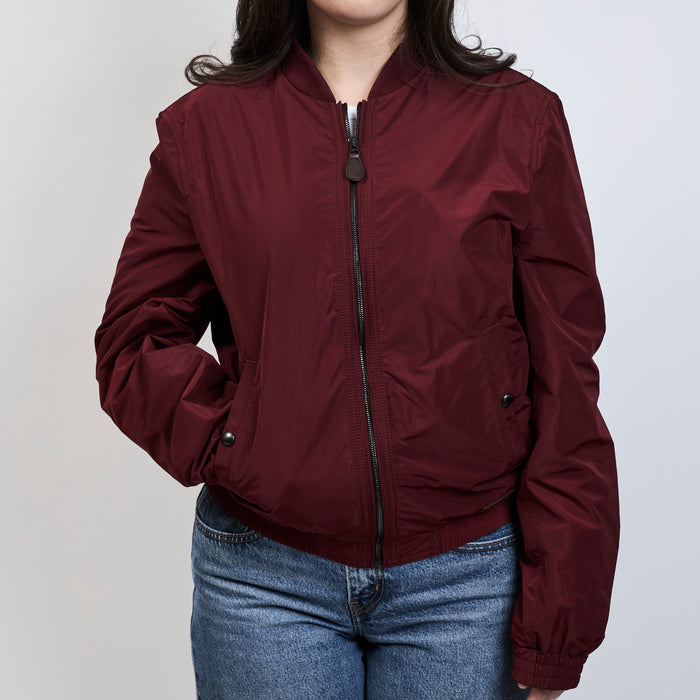 Burberry Burgundy Unisex Bomber Jacket Size Medium