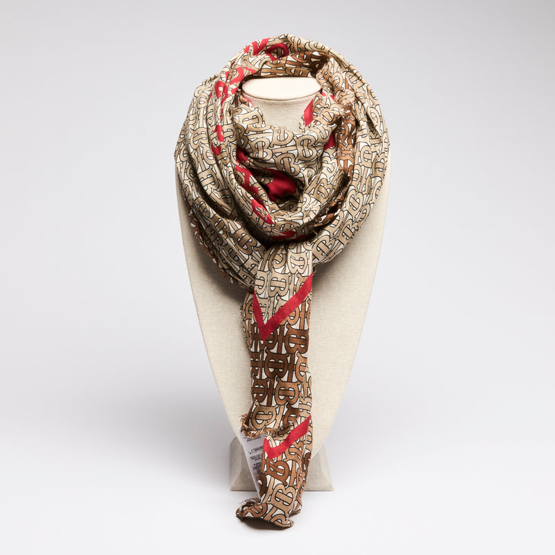 Burberry Printed Scarf with Red Details