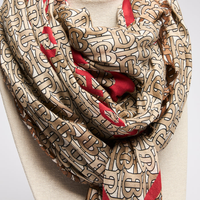 Burberry Printed Scarf with Red Details
