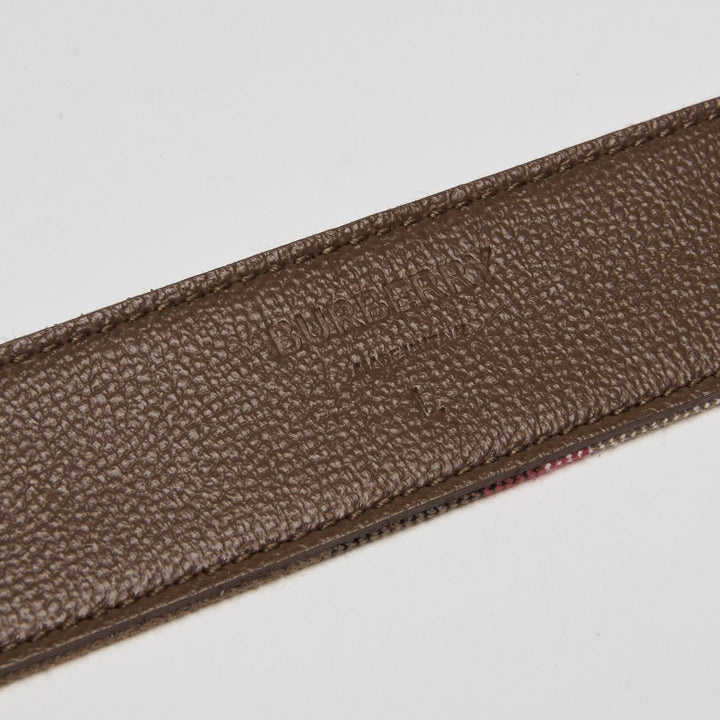 Burberry Taupe Calf Leather & House Check Canvas Reversible Belt Size L
