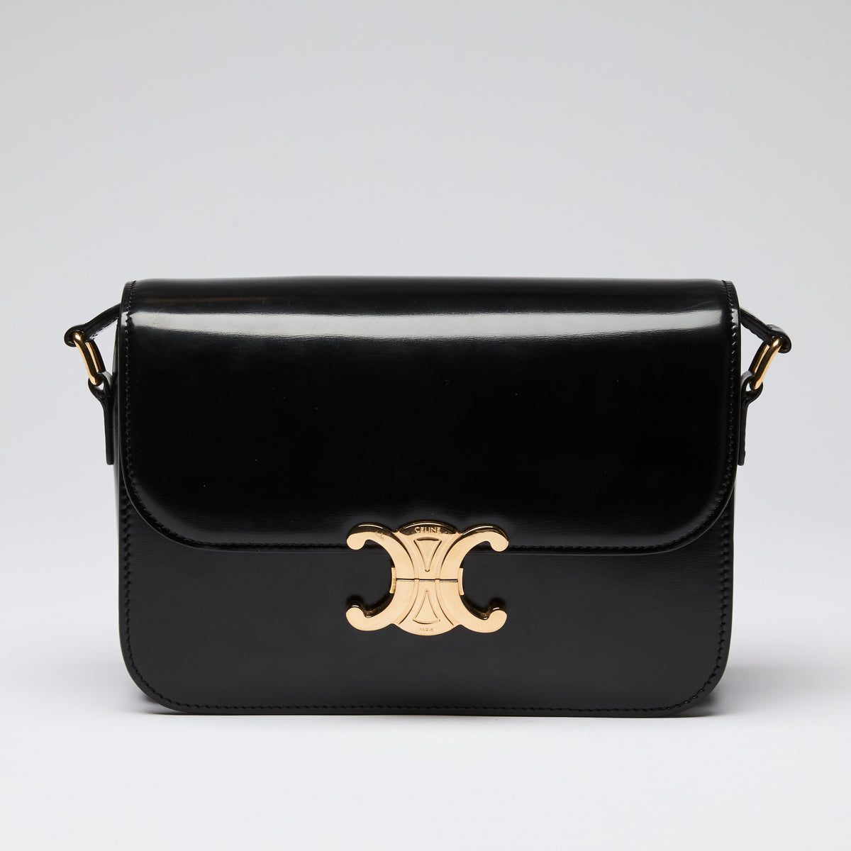 Celine Black Leather Classique Triomphe Bag