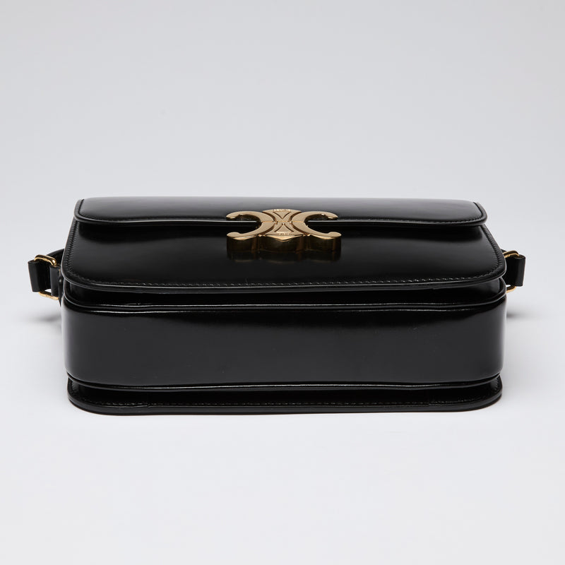 Celine Black Leather Classique Triomphe Bag