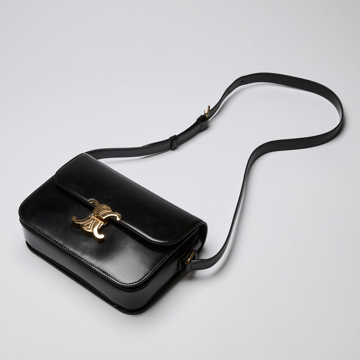 Celine Black Leather Classique Triomphe Bag