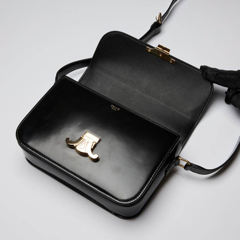Celine Black Leather Classique Triomphe Bag