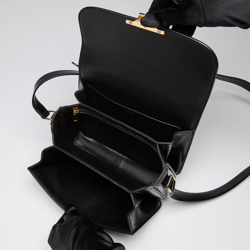 Celine Black Leather Classique Triomphe Bag