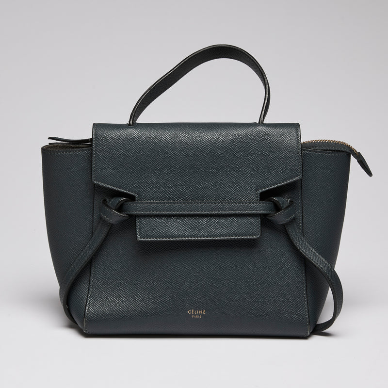 Celine Navy Blue Nano Belt Bag in Grained Calfskin