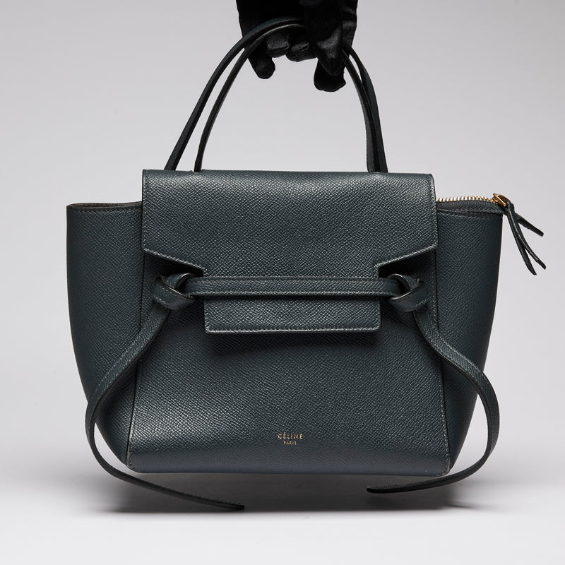 Celine Navy Blue Nano Belt Bag in Grained Calfskin