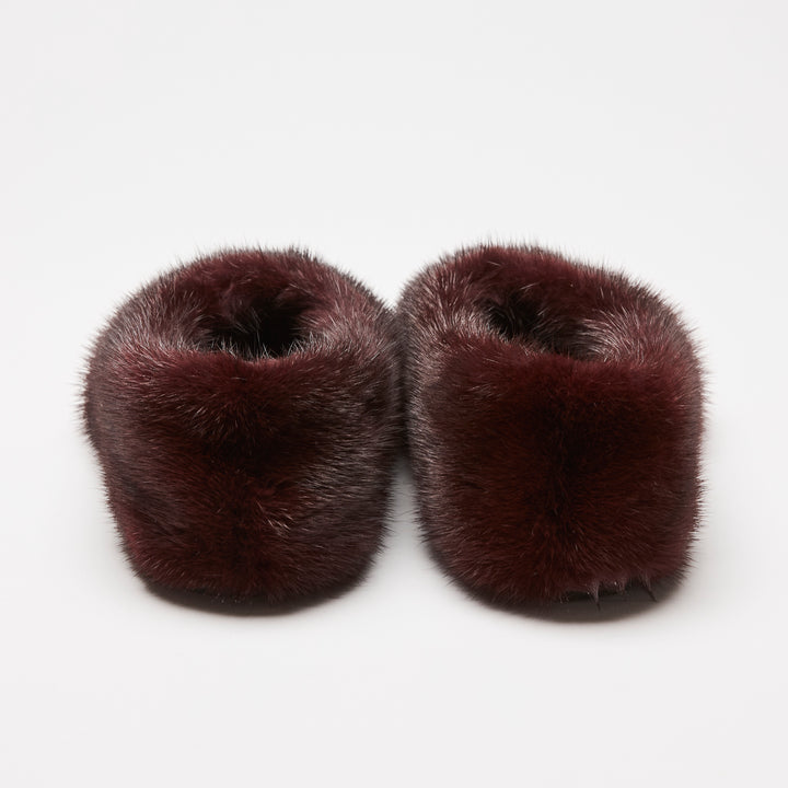 Celine Burgundy Mink Fur Ballet Flats Size 37