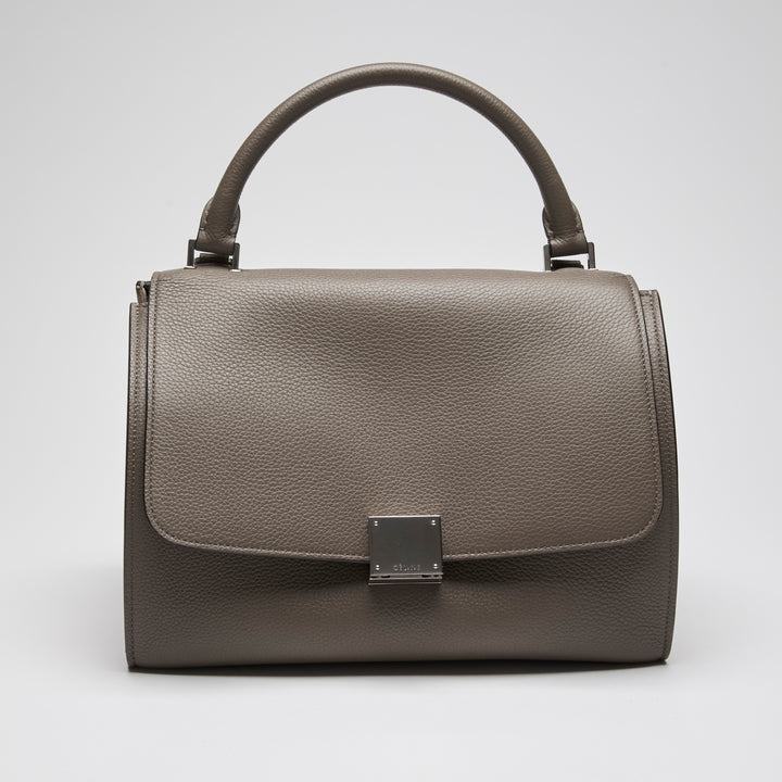 Celine Taupe Grained Leather & Suede Small Trapeze Handbag