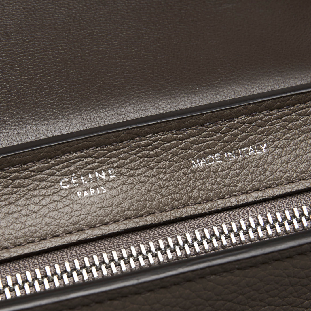 Celine Taupe Grained Leather & Suede Small Trapeze Handbag