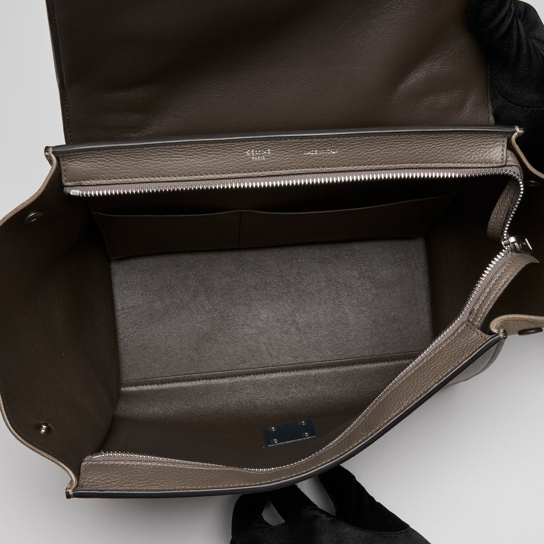 Celine Taupe Grained Leather & Suede Small Trapeze Handbag