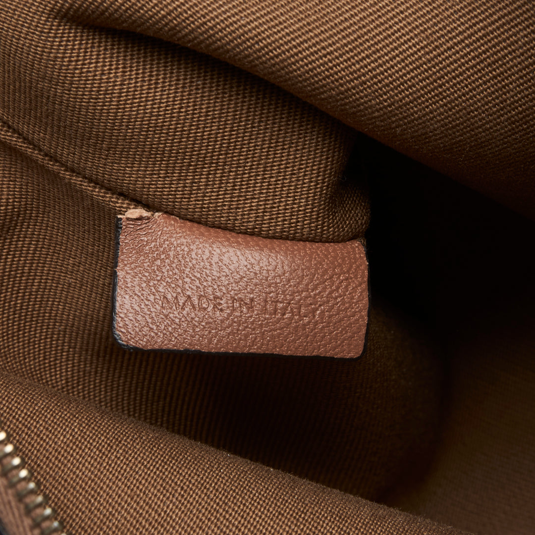 Celine Ivory Canvas & Tan Lambskin Leather Trim Triomphe Pouch