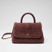 Pre-Loved Chanel ™ Burgundy Shearling Top Handle Crossbody Bag