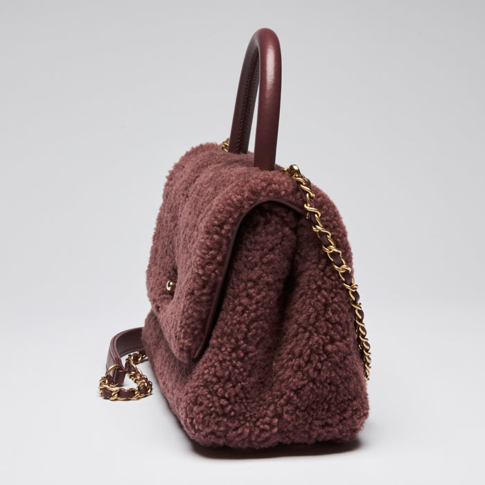 Pre-Loved Chanel ™ Burgundy Shearling Top Handle Crossbody Bag