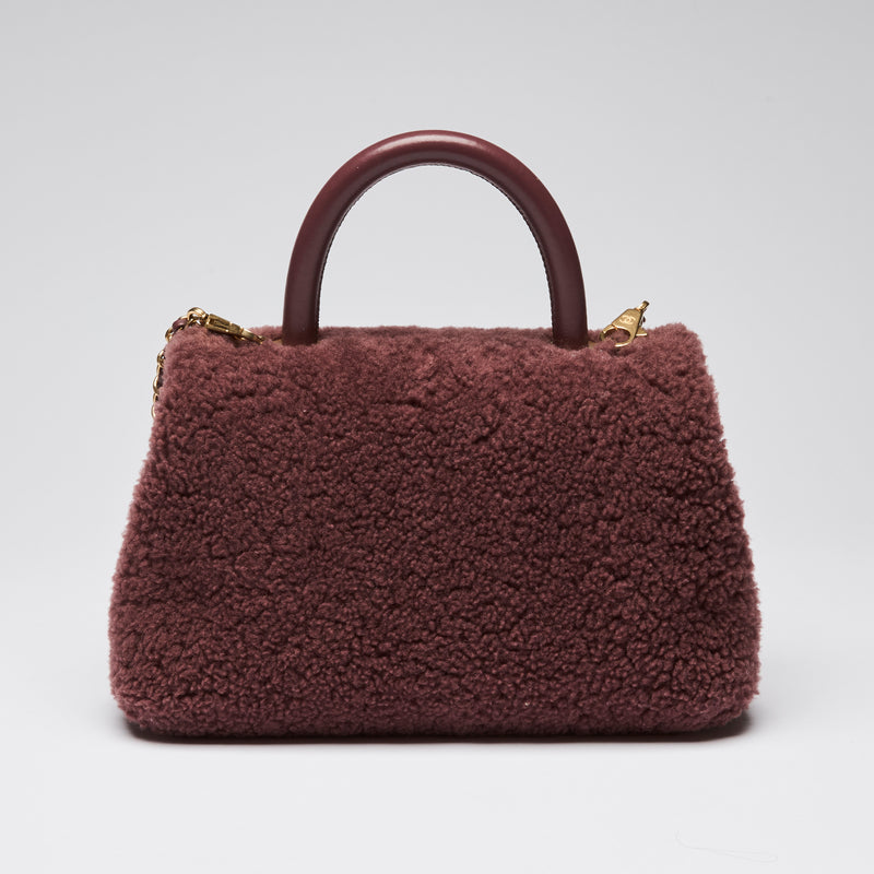 Pre-Loved Chanel ™ Burgundy Shearling Top Handle Crossbody Bag