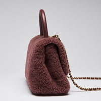 Pre-Loved Chanel ™ Burgundy Shearling Top Handle Crossbody Bag