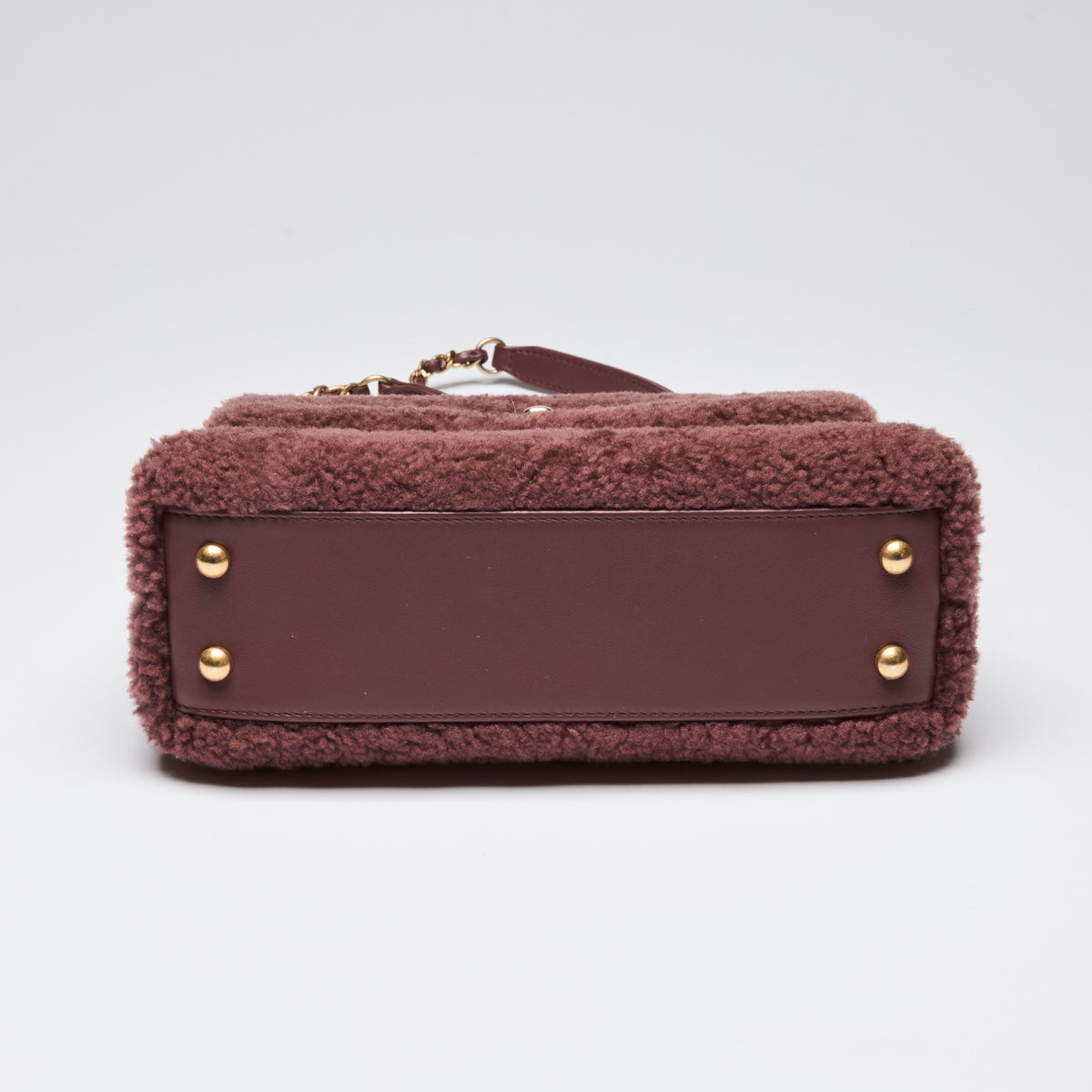 Pre-Loved Chanel ™ Burgundy Shearling Top Handle Crossbody Bag