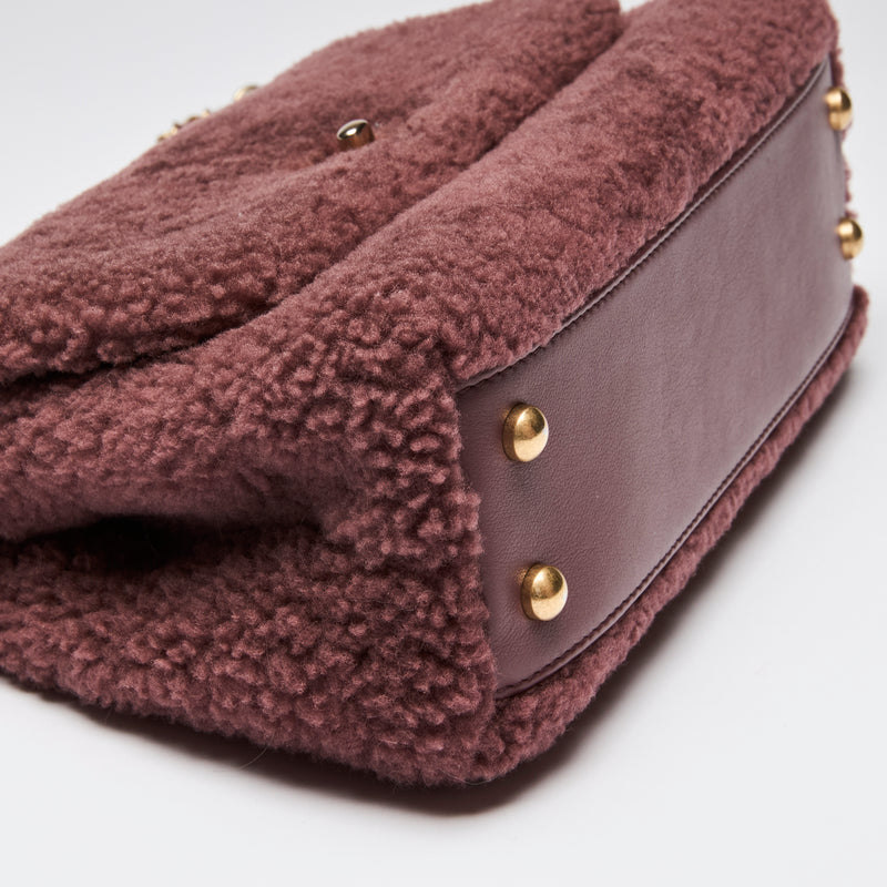 Pre-Loved Chanel ™ Burgundy Shearling Top Handle Crossbody Bag