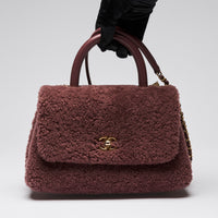 Pre-Loved Chanel ™ Burgundy Shearling Top Handle Crossbody Bag