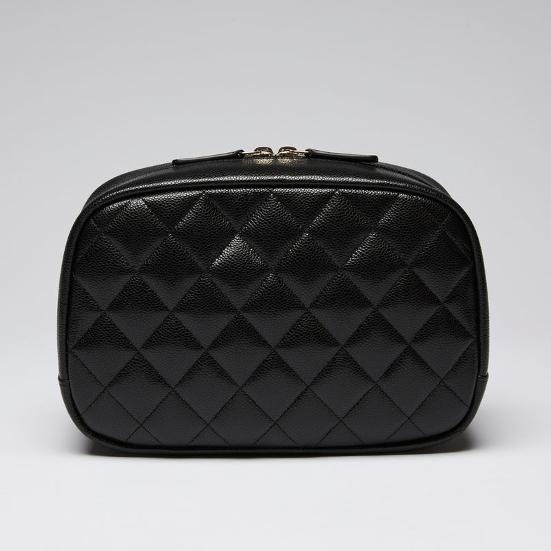 Pre-Loved Chanel ™ Black Grained Leather Cosmetic Pouch