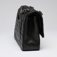 Pre-Loved Chanel ™ Black Pebbled Leather Medium Double Flap Bag