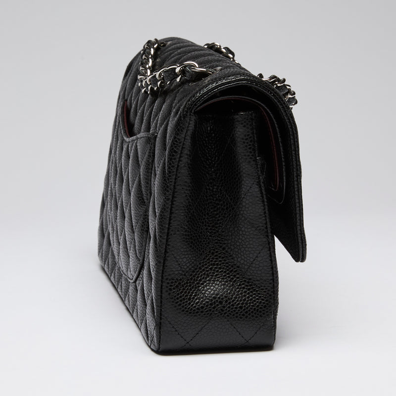 Pre-Loved Chanel ™ Black Pebbled Leather Medium Double Flap Bag