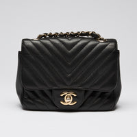 Pre-Loved Chanel ™ Black Square Chevron Mini Flap Bag