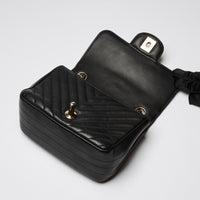 Pre-Loved Chanel ™ Black Square Chevron Mini Flap Bag