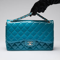 Pre-Loved Chanel ™ Blue Patent Leather Large Double Flap Bag