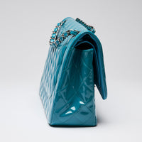 Pre-Loved Chanel ™ Blue Patent Leather Large Double Flap Bag
