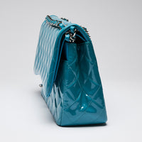 Pre-Loved Chanel ™ Blue Patent Leather Large Double Flap Bag