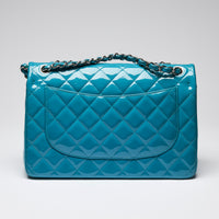 Pre-Loved Chanel ™ Blue Patent Leather Large Double Flap Bag