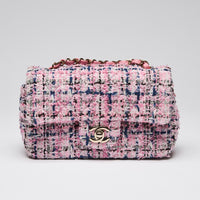 Pre-Loved Chanel ™ Blue/Pink Tweed Mini Flap Bag